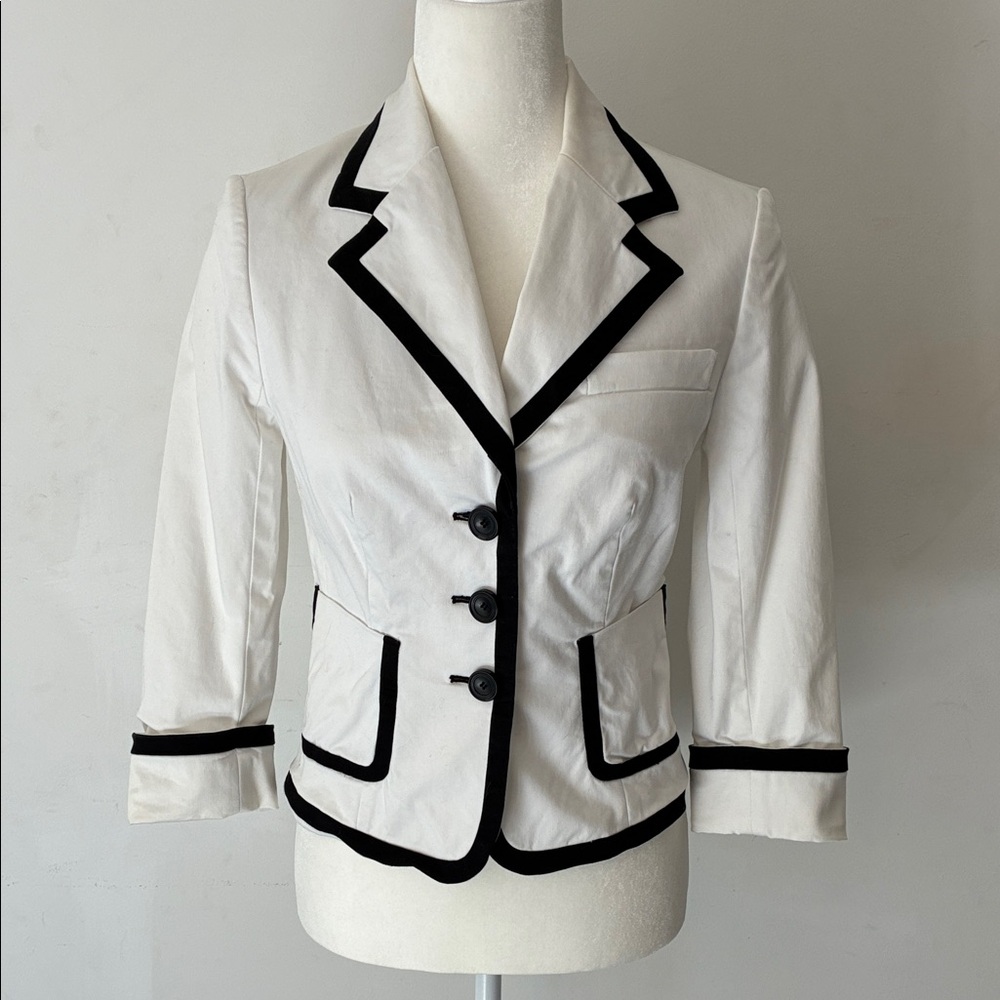 The Limited Women's White Blazer with Black Trim